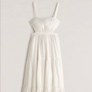 Abercrombie White Linen Blend Cutout Maxi Dress Medium